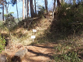 土塁、竪堀の看板